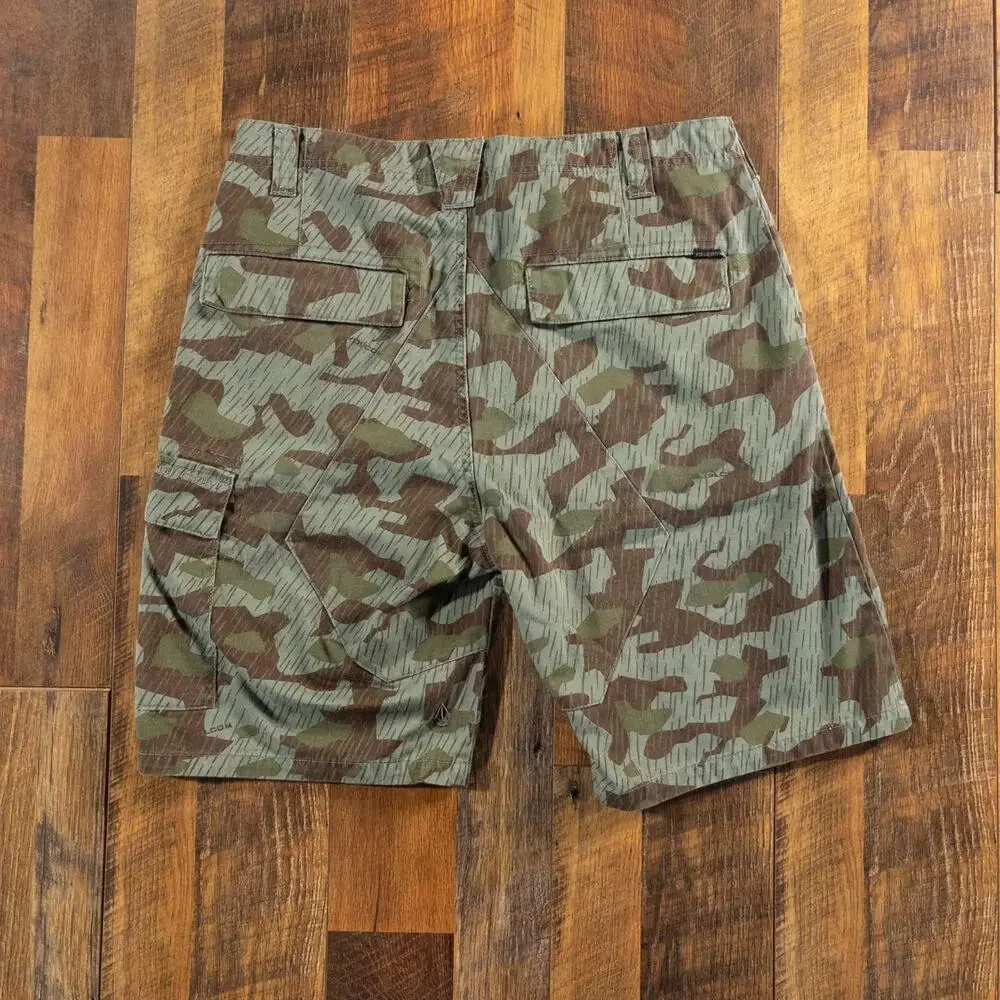 Volcom Splinter Rain Camo Cargo Shorts Men's Green Brown Size 36